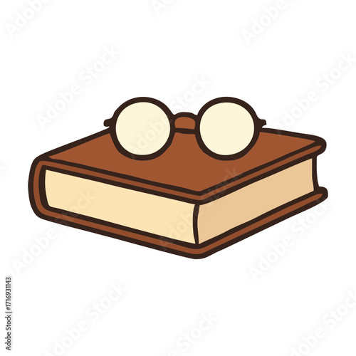 a book covered with glasses on top