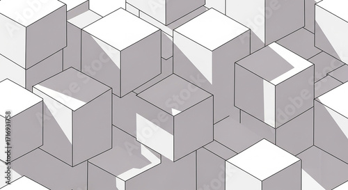 Abstract geometric background with isometric cubes and shadows.