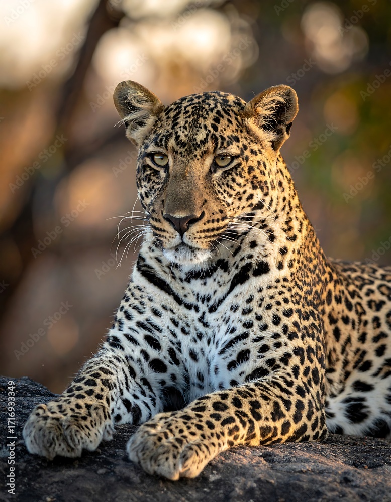 Obraz premium Leopard resting in sunlight