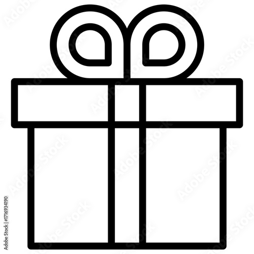 Gift Box Outline Icon Design Vector - Wrapped gift box with ribbon, representing reward, celebration, and appreciation