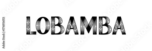 Lobamba Hand Drawn African Tribal Font, Ethnic Lettering Design, Black and Transparent Decorative Text Isolated on Transparent Background