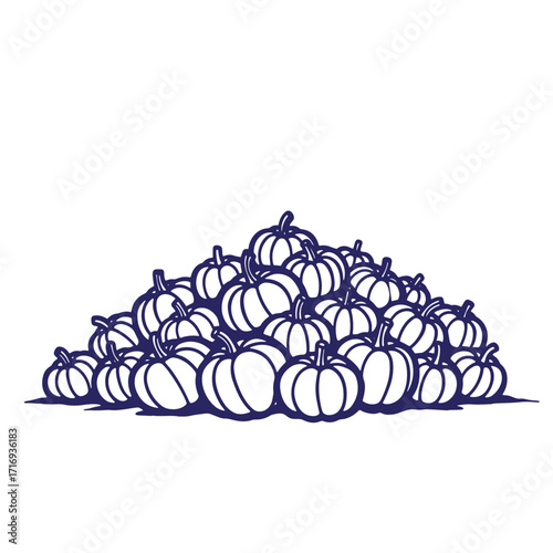 Decorative pile of blue pumpkins vector illustration for fall season and thanksgiving
