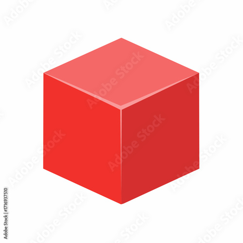 Cube rouge, 3D, fond blanc