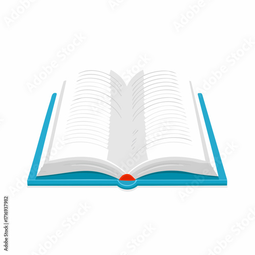 Livre ouvert, couverture bleue, fond blanc