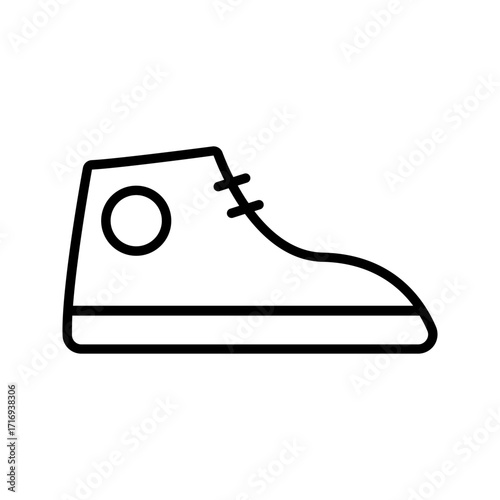 Simple shoe icon depicting a classic footwear silhouette in clean vector style. Minimalist outline design ideal for fashion, footwear store, apparel branding, sportswear, and clothing e-commerce theme