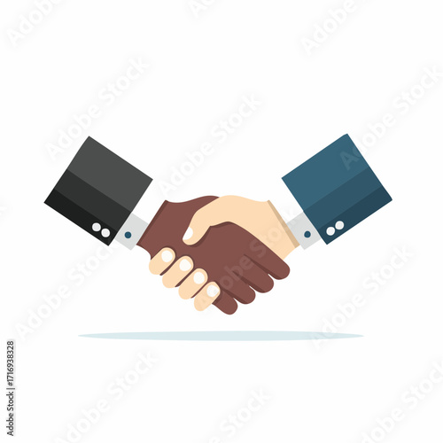 Mains serrées, homme noir et homme blanc, costumes, business, diversité, alliance, contractualisation, accord