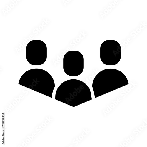 Simple group black silhouette icon depicting multiple people or a community in clean vector style. Minimalist design ideal for teamwork, social network, collaboration, community, and organization conc