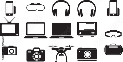 Modern technology gadgets icons collection set