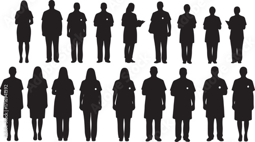 Diverse medical professionals silhouette group