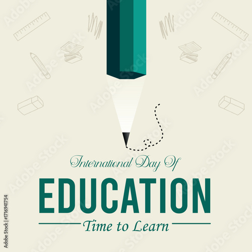 International Day of Education Banner – Creative Pencil Illustration and Learning Concept Design