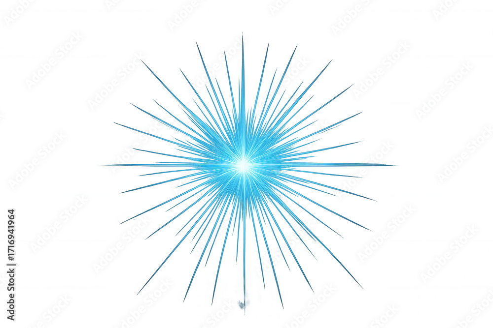 Obraz premium Blue light burst with radiating rays, creating a glowing star effect on transparent background