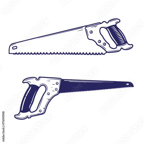 Illustrated hand saw duo vector illustration suitable for carpentry and woodworking projects