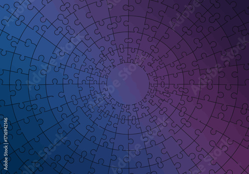 Circular Puzzle Pattern with Blue and Purple Gradient.