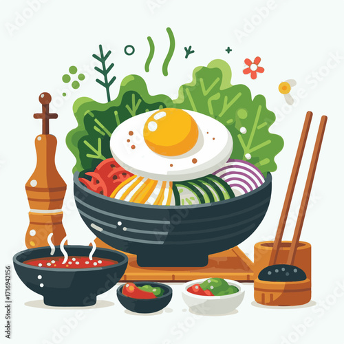 bibimbap, food, asian, delicious, cuisine, dinner, healthy, vegetable, meal, korean food, bowl, cooking, gourmet, egg, korean, rice, beef, lunch, meat, spicy, fresh, carrot, dish, traditional, sauce, 