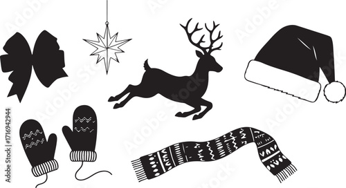 Christmas elements silhouette collection festive decor