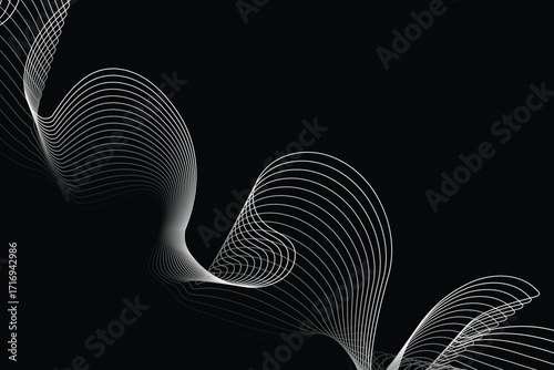 abstract white lines digital geometric contemporary stripe line art curve on black background element concept for business futuristic technology concept suit over poster banner brochure header EPS 10