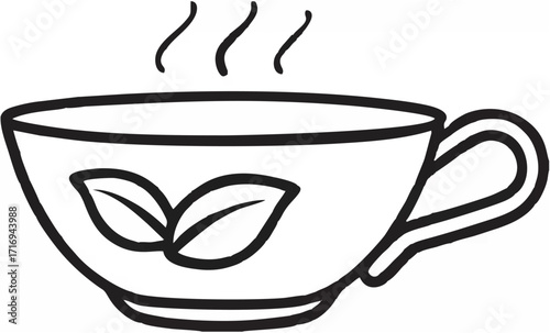 Steaming Teacup with Tea Leav...