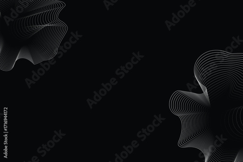 abstract white lines digital geometric contemporary stripe line art curve on black background element concept for business futuristic technology concept suit over poster banner brochure header EPS 10