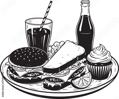 Classic american diner food plate