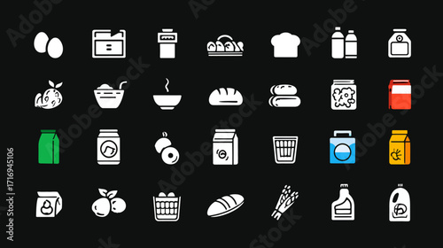 Grocery Food Icons Set for Web and App Design.