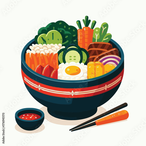 bibimbap, food, asian, delicious, cuisine, dinner, healthy, vegetable, meal, korean food, bowl, cooking, gourmet, egg, korean, rice, beef, lunch, meat, spicy, fresh, carrot, dish, traditional, sauce, 