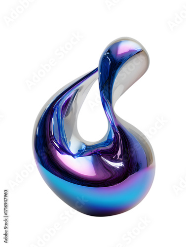 Abstract Metallic Sculpture: A captivating abstract sculpture, sculpted with a lustrous metallic finish in vibrant shades, its dynamic form a testament to modern artistic expression.