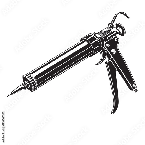 Black caulking gun Silhouette Vector, High Quality Illustration on White Background