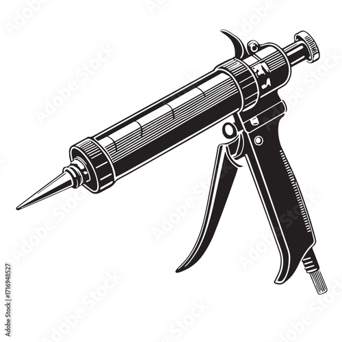 Black caulking gun Silhouette Vector, High Quality Illustration on White Background