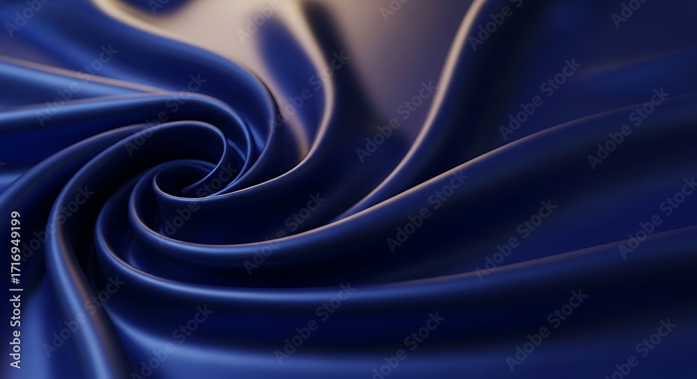 Obraz premium A close-up view of a swirling blue fabric, flowing and curving in a smooth, luxurious texture
