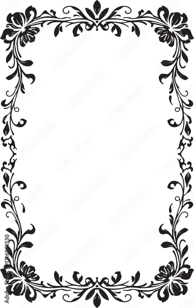 Floral ornament frame black and white Floral ornament frame black and white