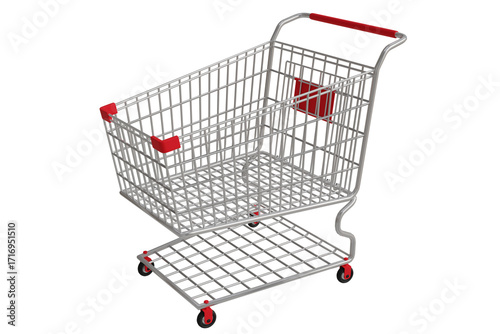 3D render image showing shopping cart on isolate white background