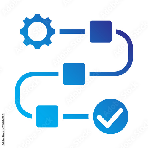 Linear workflow automation with validation check Flat Gradient icon.