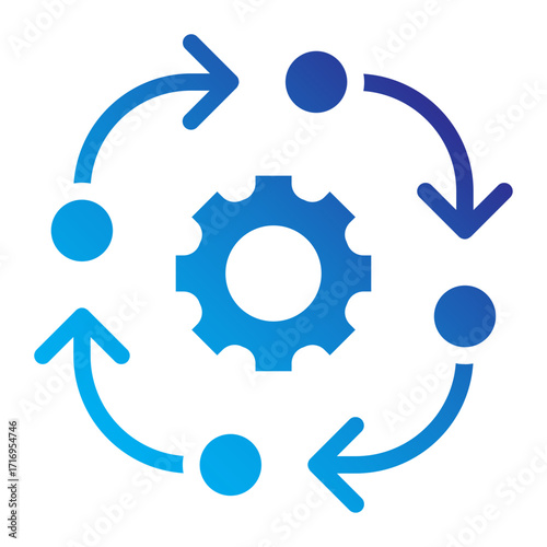 Circular collaboration workflow Flat Gradient icon.