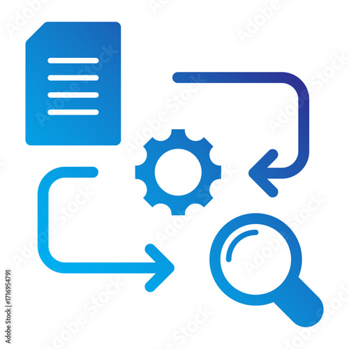 Data search workflow automation Flat Gradient icon.