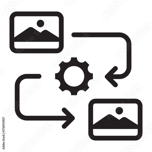 Image processing automation Glyph icon.