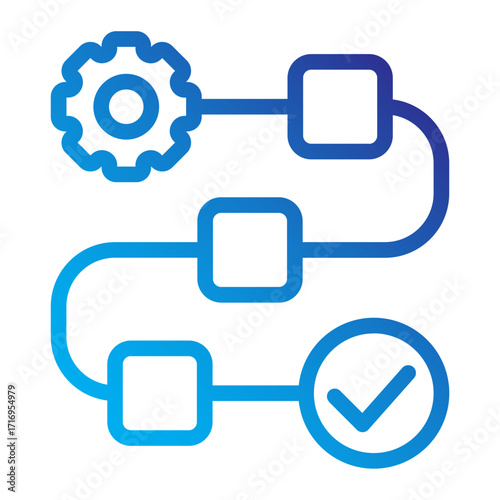 Linear workflow automation with validation check Line gradient icon.
