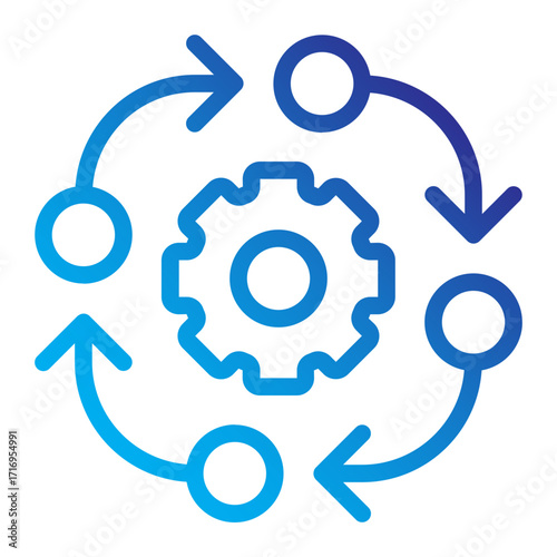 Circular collaboration workflow Line gradient icon.