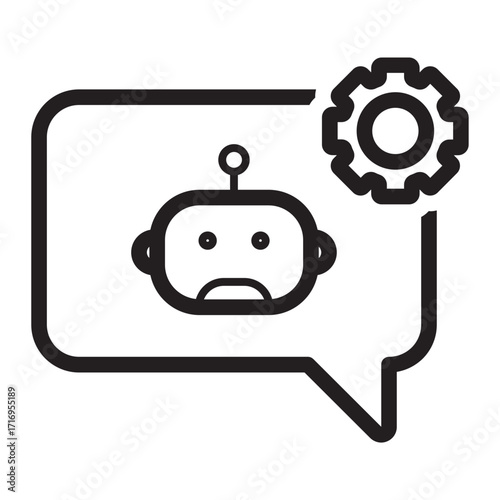 Chatbot communication automation icon.
