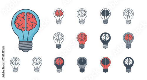 Brainstorming Lightbulb with Brain Illustration for Creative Ideas.