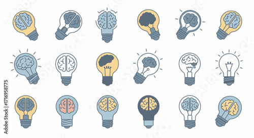 Creative Brainstorming Ideas Illustrated in Light Bulbs.