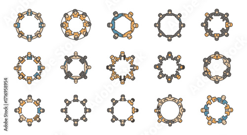 Diverse Group Collaboration Teamwork and Unity in Circular Formations.