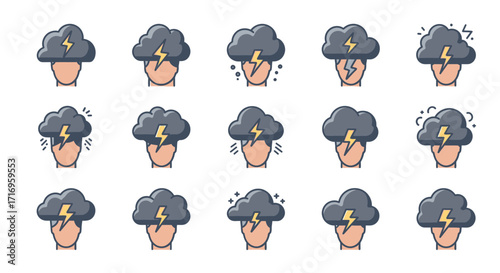 Head with Storm Clouds and Lightning.
