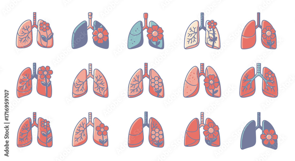 Fototapeta premium Lungs with Flowers A Symbol of Respiratory Health and Floral Beauty.