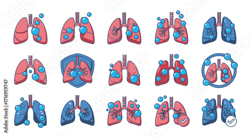 Lung Disease Illustrations A Collection of Respiratory Ailments.