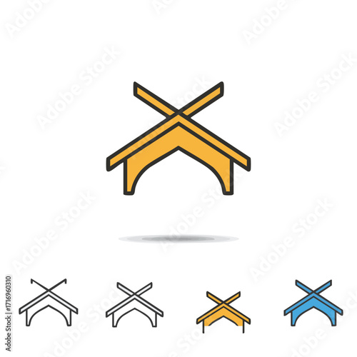 A stylized line art icon depicts a traditional wooden rehal, commonly used as a stand for reading the Holy Quran in Islamic culture.
