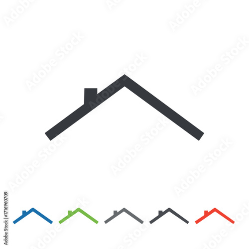 A clean, minimalist vector icon of a house roof with a chimney, symbolizing home, property, and shelter, ideal for real estate and housing-related design.