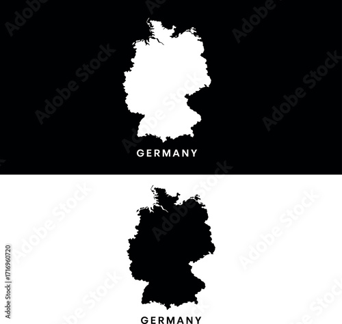Germany Map Vector Minimalist Geographic Design in Black and White