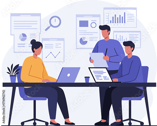 Business Team Meeting with Data Projections.