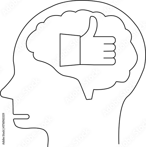human head brain icon and like icon with white background