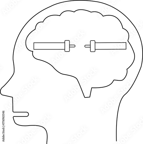 human head brain icon and broken cable icon with white background